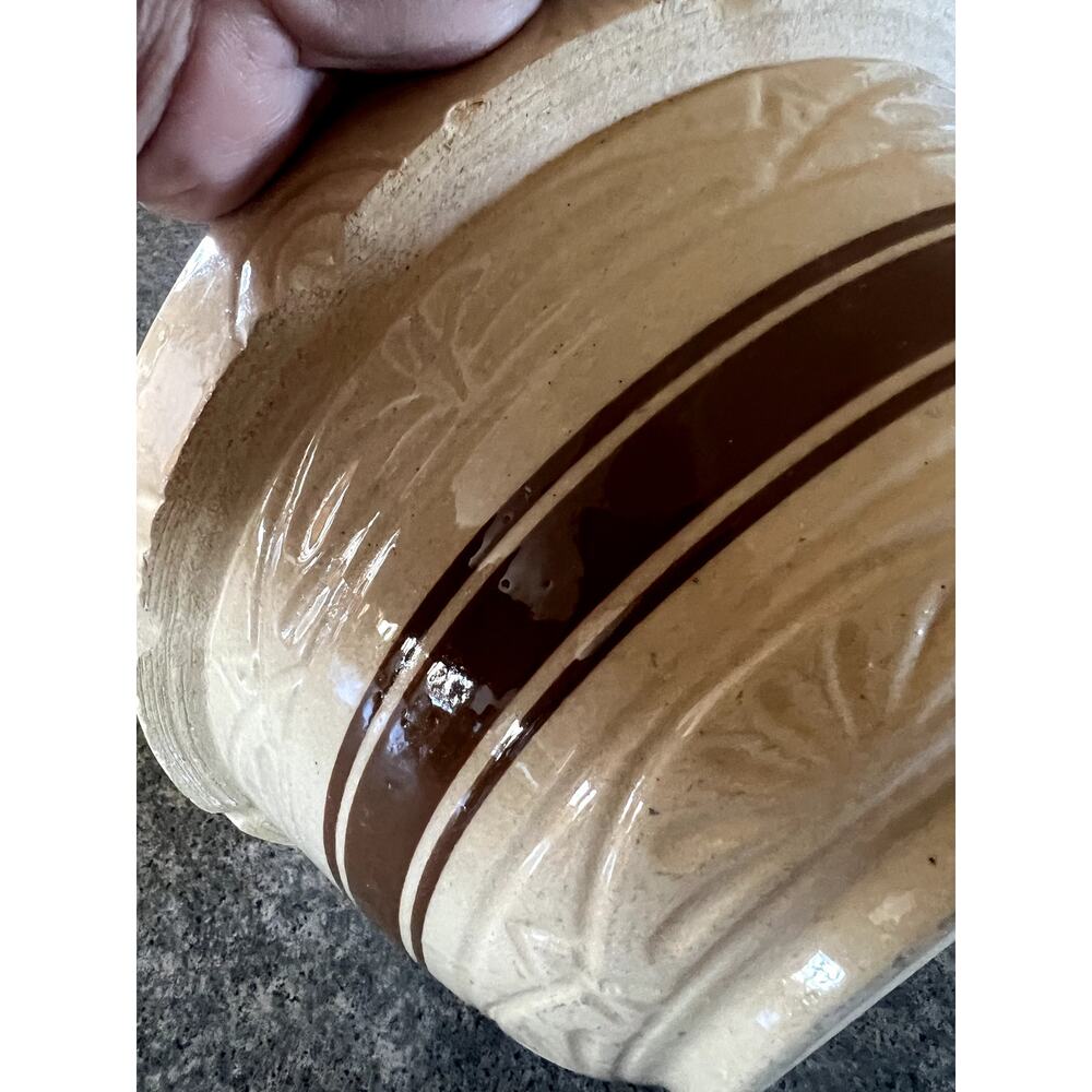Yellowware Robinson Ransbottom Brown Stripe Pottery Mixing Bowl